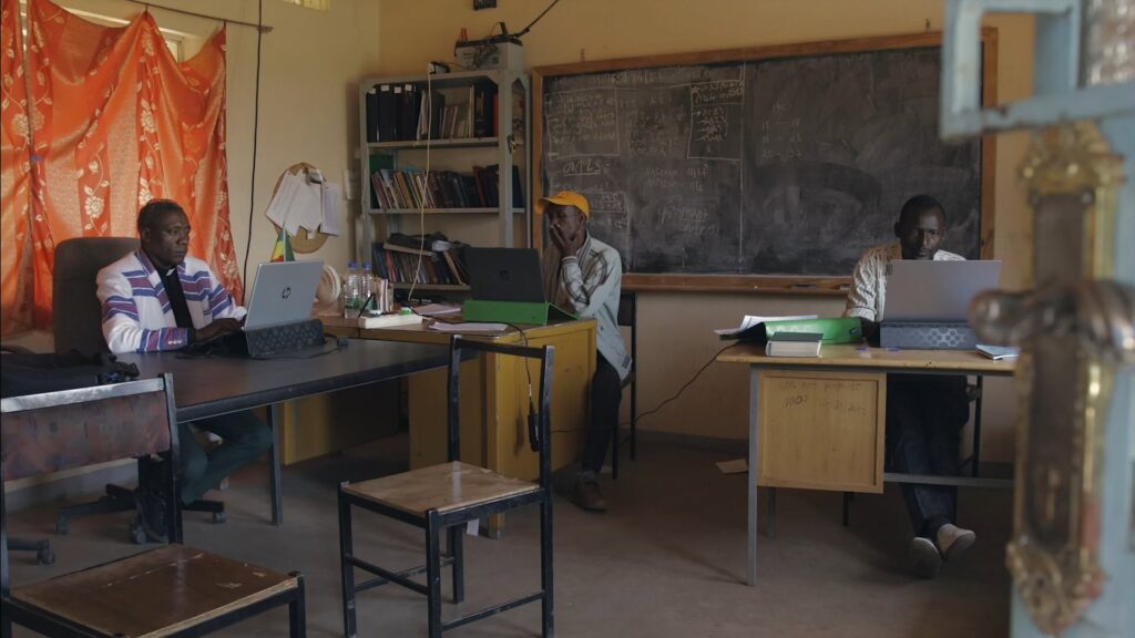 A local translation team working on Bible Translation